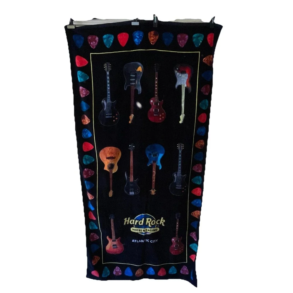 2 Hard Rock Casino Guitar Music Artsy Beach Towels Atlantic City Las Vegas 36x66
